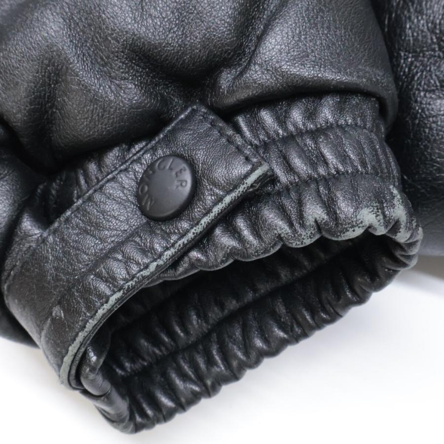 茶*ー様 moncler ダウンジャケット MONCLER（モンクレール） 茶タグ レザー フーデッド ダウン ジャケット