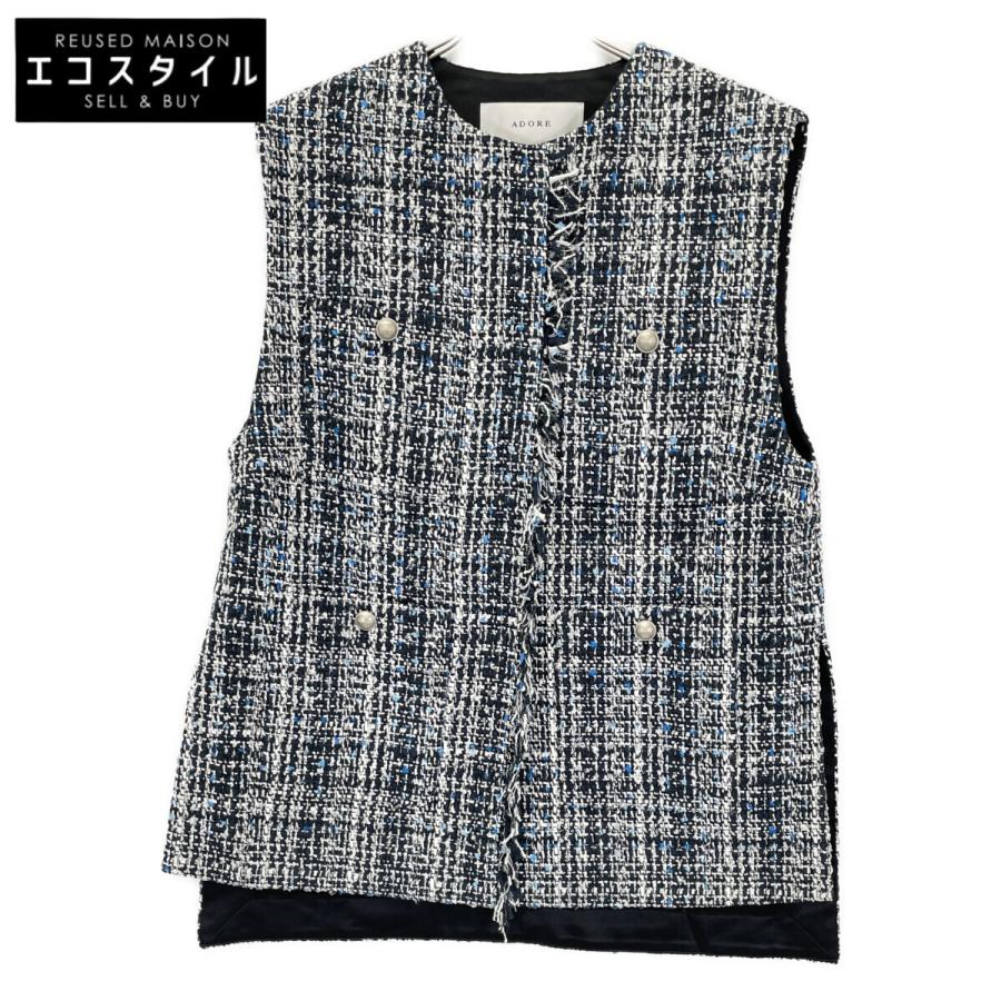 【10/10まで】ADORE ファンシーツイードベスト ジレ ブラック 38 ◇ファンシーツィードジレ | アドーア(ADORE) | マルイウェブチャネル