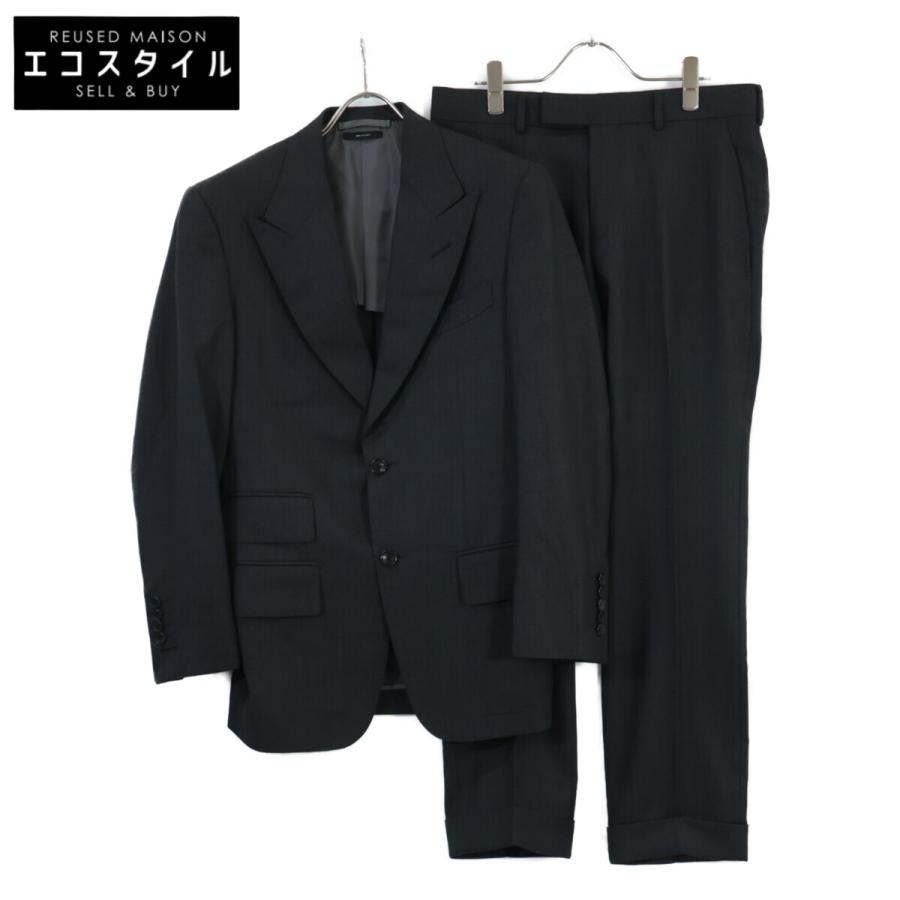 TOM FORD トムフォード　スーツ　スリーピース　セットアップ　黒 TOM FORD トムフォード 24DL4S ウール ピークドラペル 2Bシングル