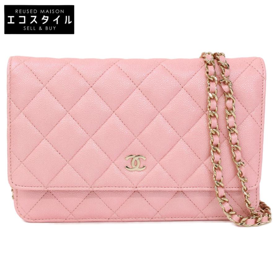 シャネル　マトラッセ　ラムスキン　チェーンウォレット　ピンク　ショルダーバッグ CHANEL（シャネル） 新品同様 27番台 AP0250 キャビアスキン