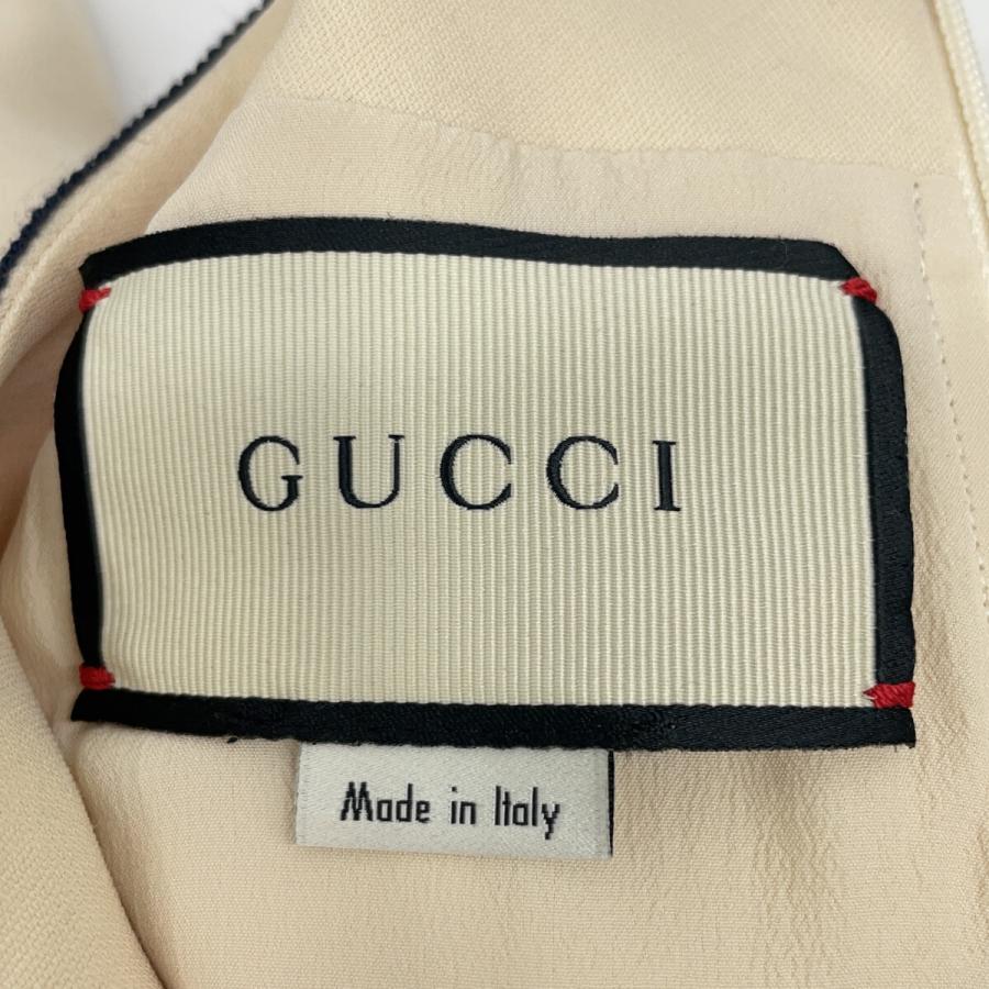 【極美品】GUCCI グッチ パイピング ワンピース ホワイト S 極美品】GUCCI グッチ パイピング ワンピース ホワイト S レディース
