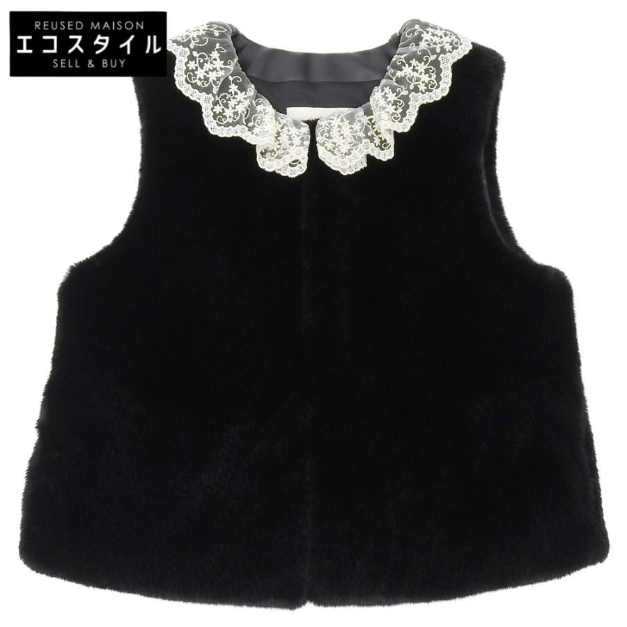 mal.レレレさん⭐︎パシオーネ⭐︎ROBEエコファーベスト！今期新品 LEMONPLET レモンプレット FAUX FUR KIRE LACE DETAIL VEST エコファー
