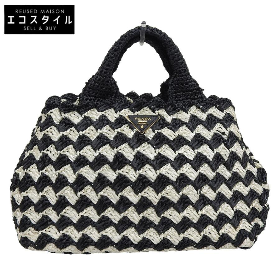 PRADA（プラダ） 美品 ラフィアクロケット カナパ ハンドバッグ