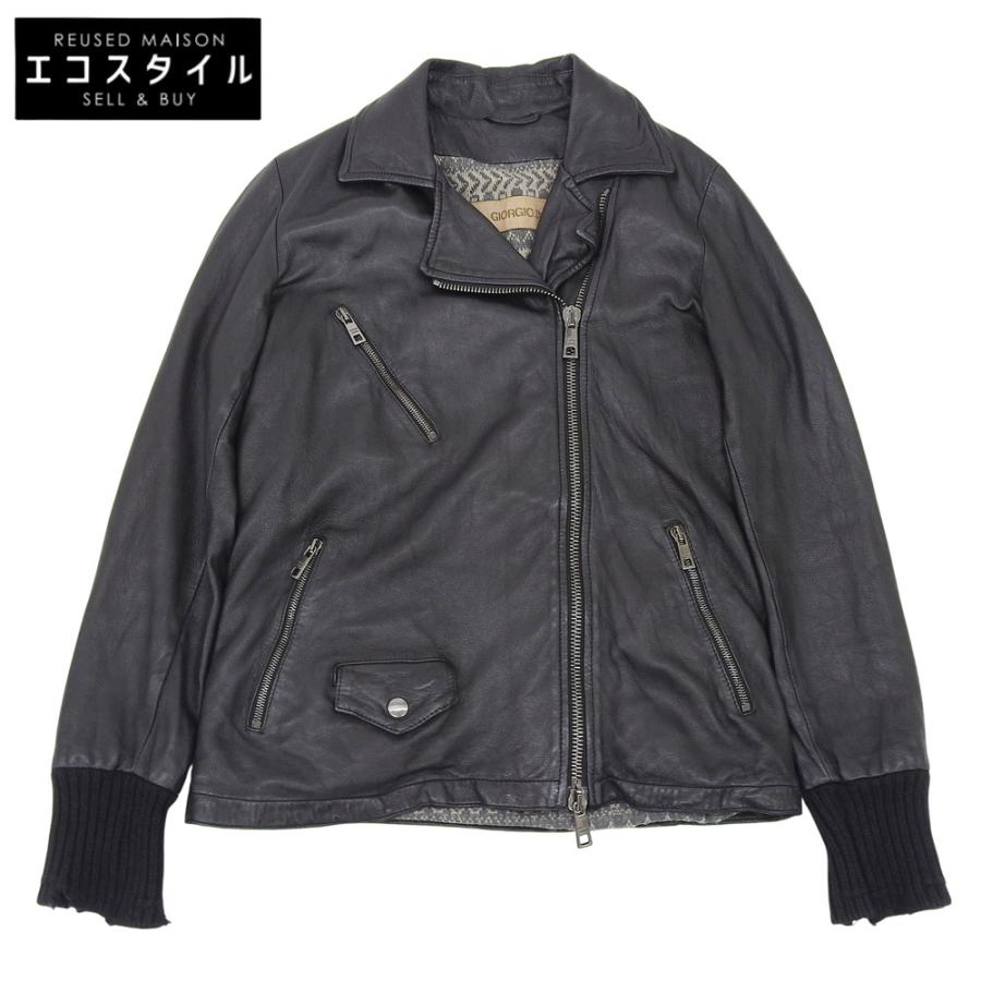 ジョルジオブラッド　ブラックレザージャケット GIORGIO BRATO ジョルジオブラット ダブル ライダース レザー