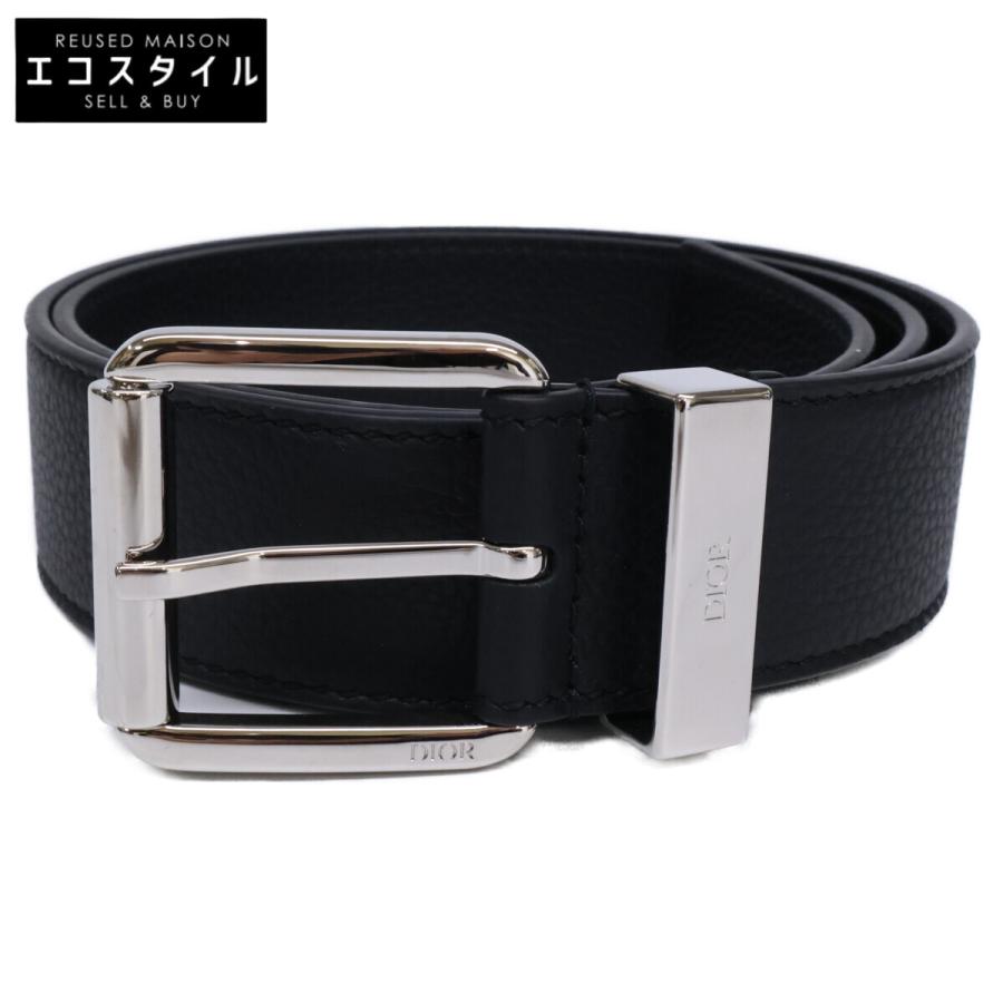 美品 DIOR ディオール 4333PLYMJH00N シルバー金具 35mm レザー ベルト