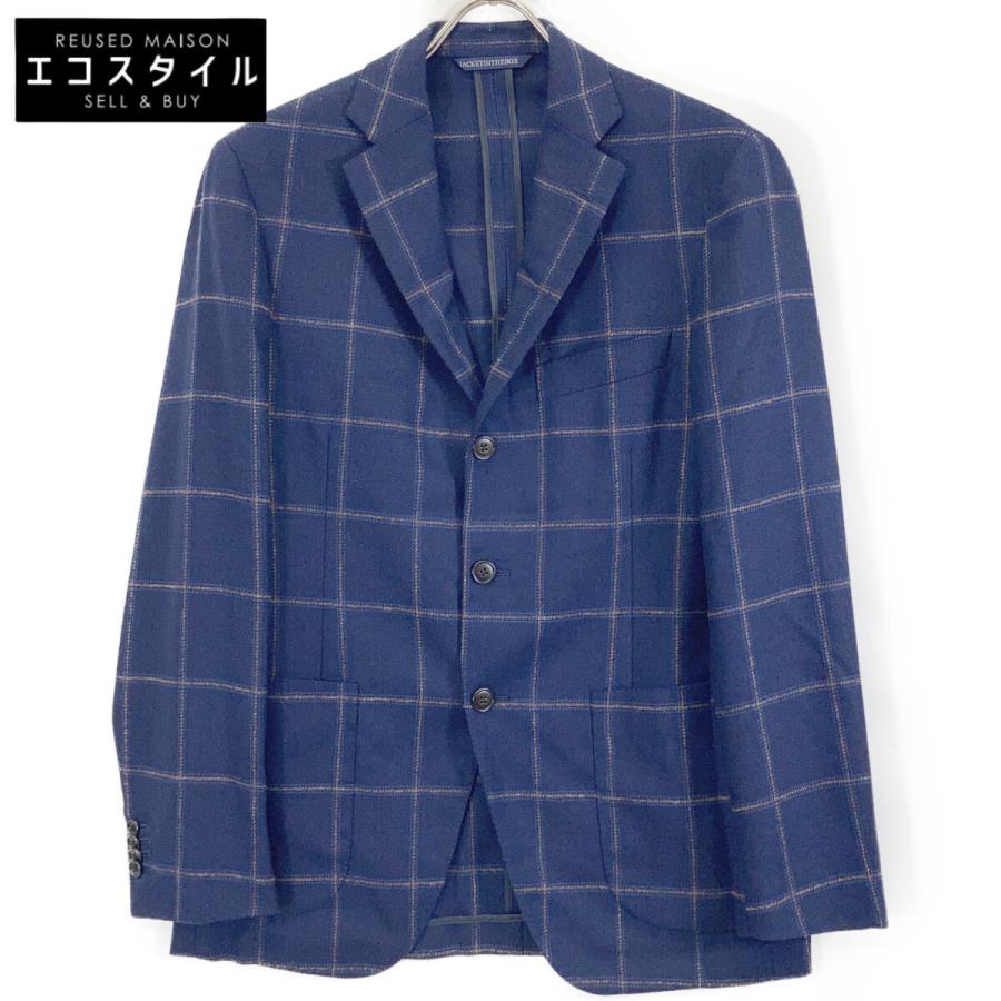 Belvest ベルベスト ネイビー ウール100 チェック柄 テーラード