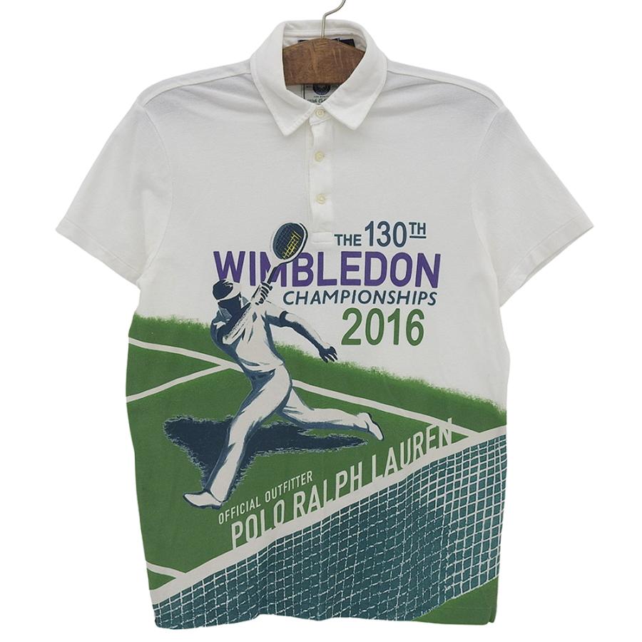 POLO Ralphlauren ポロラルフローレン コットン Wumbledon Canmpionships 2016 グラフィック ポロシャツ メンズ ホワイト M 779895751001_1
