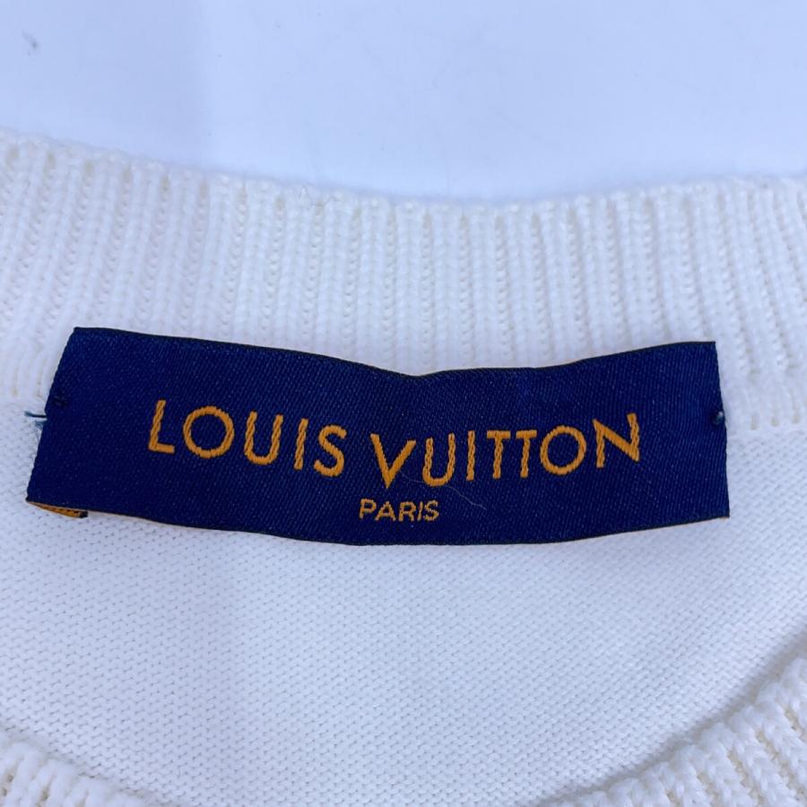 LOUIS VUITTON ルイヴィトン ホワイト フックディテール シグネチャー ショートスリーブ ニット サイズ不明 LOUIS VUITTON ルイヴィトン ホワイト フックディテール シグネチャー