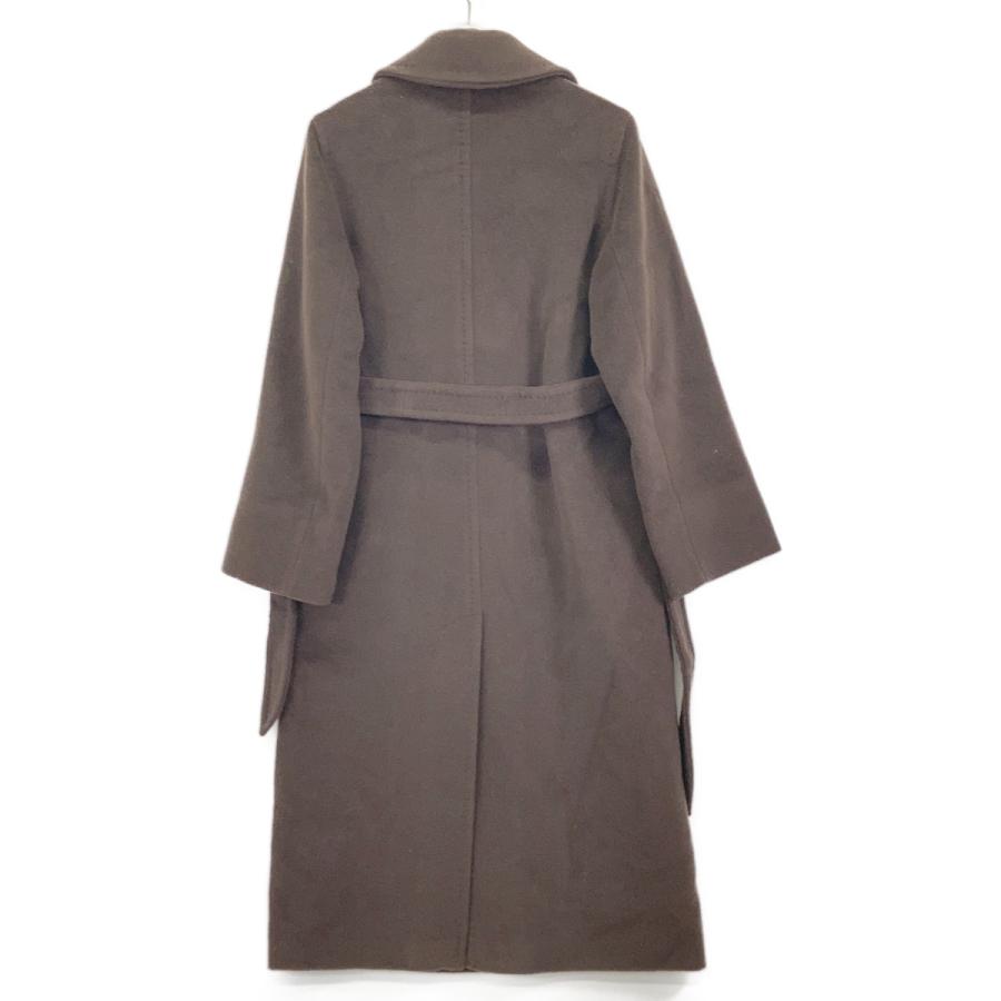 Max Mara マックスマーラ 1600015 ブラウン ウール100 ベルト付きセミダブルロングコート ブラウン 36 コート ウール レディース 中古_2