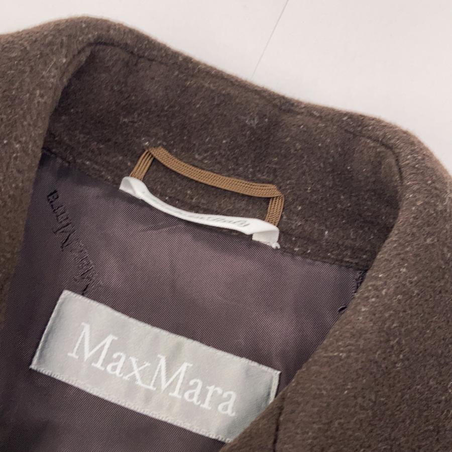 Max Mara マックスマーラ 1600015 ブラウン ウール100 ベルト付きセミダブルロングコート ブラウン 36 コート ウール レディース 中古_8