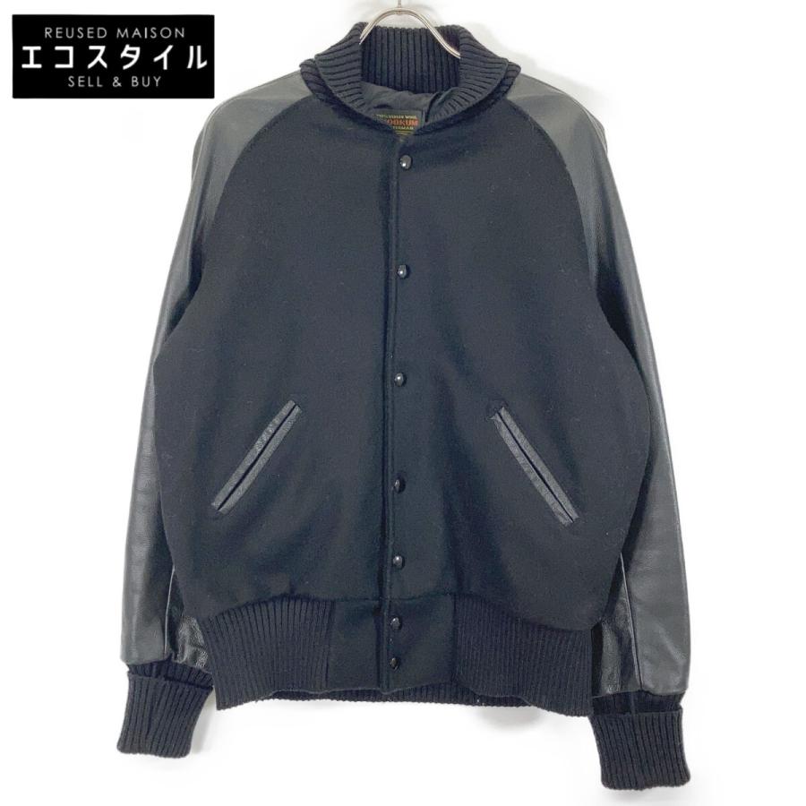 SKOOKUM スクーカム ブラック ウール×レザー 異素材切り替え