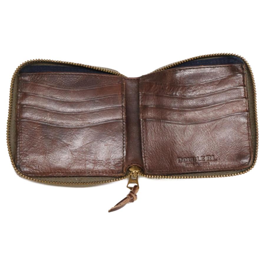 RRL ダークブラウン 二つ折り財布 美品 RRL ダブルアールエル レザー ジップ ウォレット 二つ折り財布