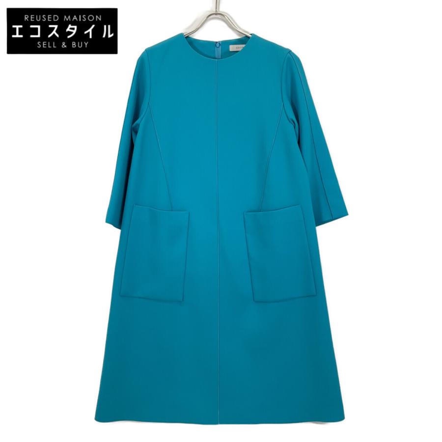 美品　ADORE　レースワンピース ターコイズブルー プリーツ オケージョン ADORE（アドーア） 531-1140213 ターコイズブルー ポリエステル クリア