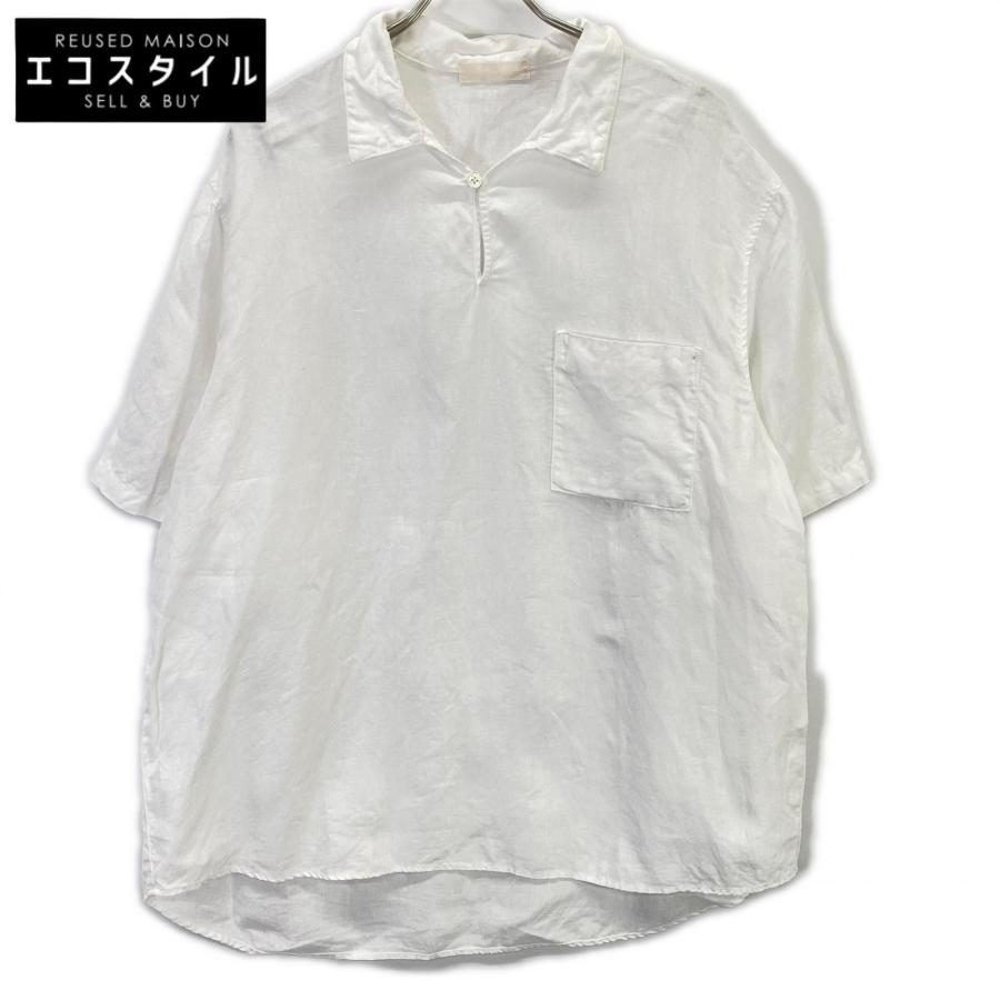 タグ付美品 定番 CONFECT リネン半袖スキッパーシャツ ホワイト サイズ5 CONFECT コンフェクト 02232-0054 ホワイト リネンスキッパーショート