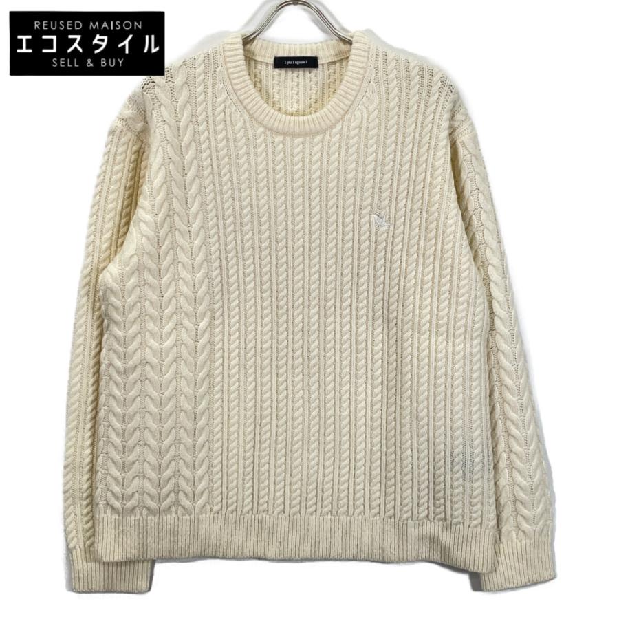 1piu1uguale3 ウノピゥウノウグァーレトレ 【美品】MRK278-WNY043 CRAZY CABLE CREW ロゴ刺繍 クルーネック ニットセーター/ V 1 piu 1 uguale 3（ウノピゥウノウグァーレトレ） 美品 MRK278-WNY043