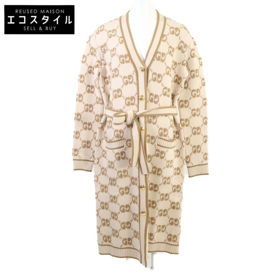 GUCCI グッチ  【新品同様/国内正規】770060 GGウール ブークレ ジャガード 金釦ロングカーディガン M GUCCI（グッチ） 新品同様/正規 770060 GGウール ブークレ ジャガード