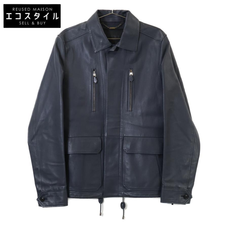 【美品/46】LOEWE ロエベ ラムレザー リバーシブル ジャケット ネイビー LOEWE - LOEWE / ロエベ | リバーシブル レザージャケット | ブラック