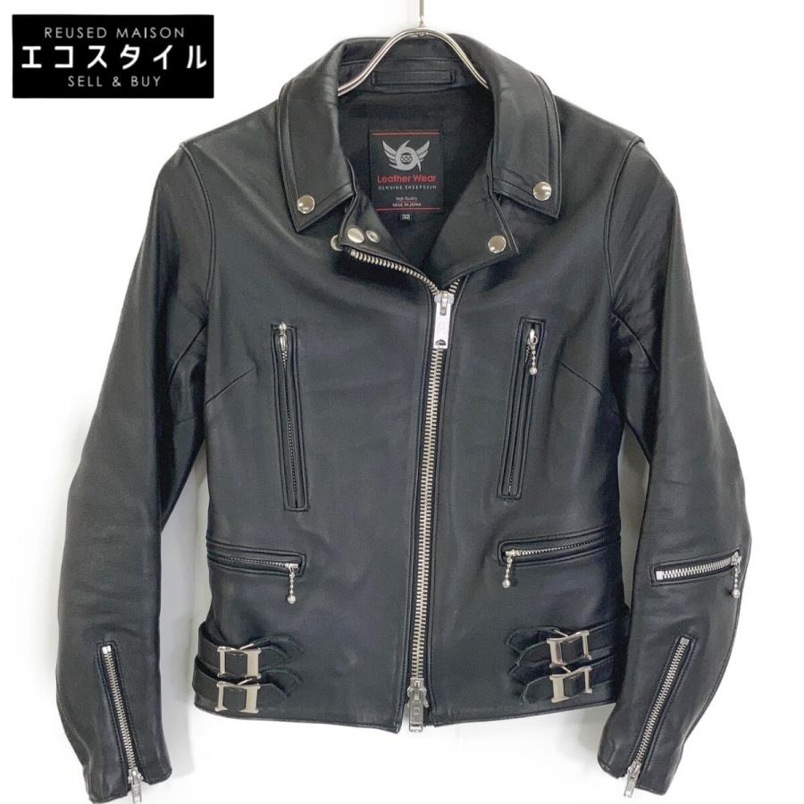 666/LJM-1TF ブラックレザーライダースジャケット44 LJM-1TF タイトフィット サイドベルト ライダースジャケット｜『666