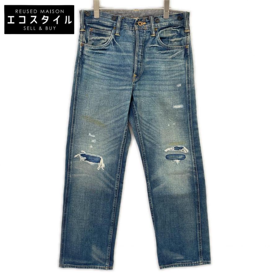 メンズ RRL w29-L32 ダメージ加工 スリムデニム ホワイウエスタン