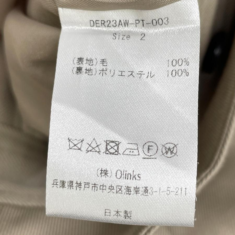 deres デレス DER23AW-PT-003 ベージュ ウール ハイウエスト 2タックワイドパンツ ベージュ 2 ボトムス ウール レディース 中古_4