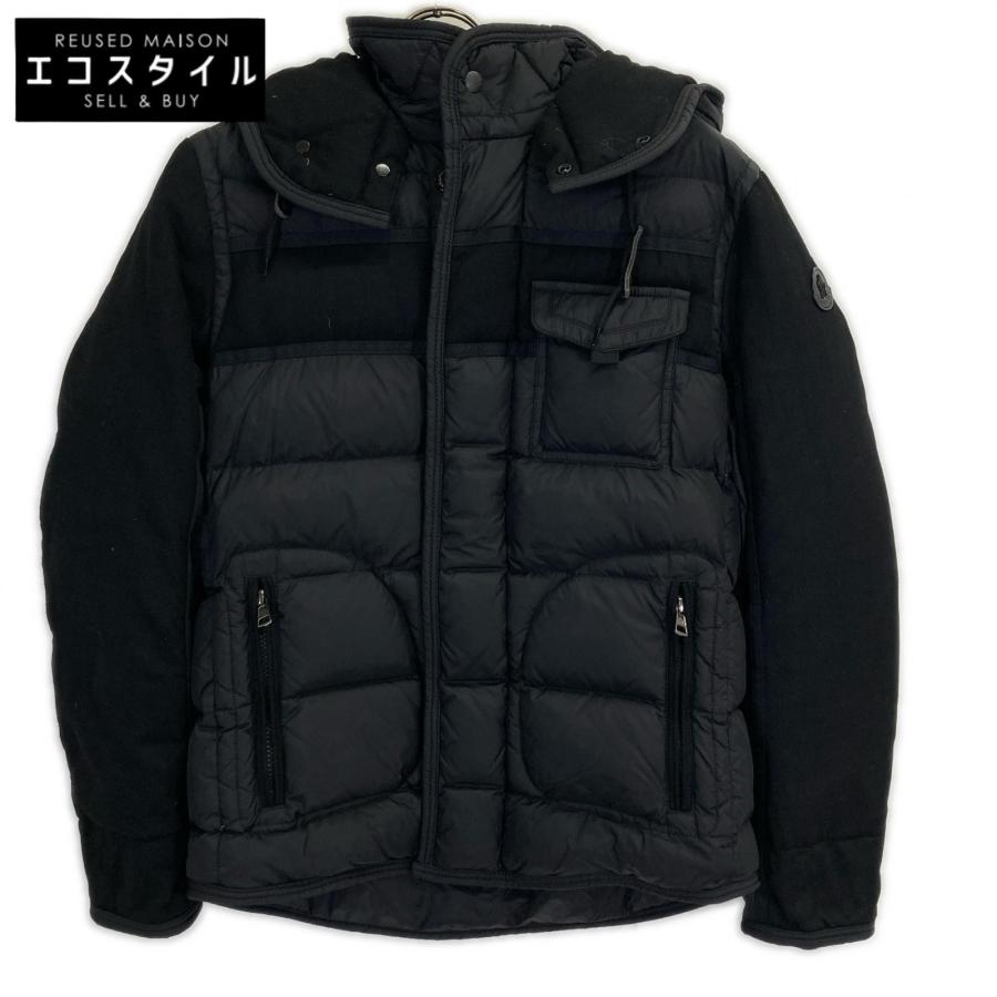 MONCLER モンクレール RYAN ナイロンxウール切替 フーテッドダウンジャケット 1 MONCLER（モンクレール） RYAN ナイロンxウール切替 フーテッドダウン