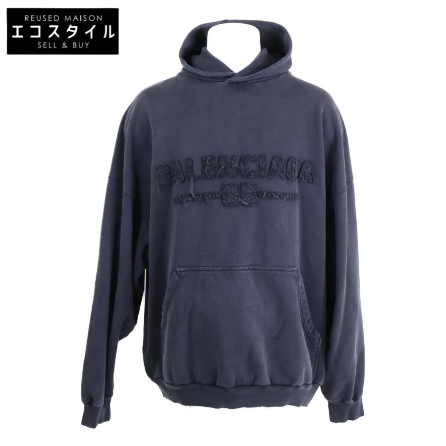 BALENCIAGA バレンシアガ 【新品同様/国内正規】821861 TSVA フロントロゴ ダメージ加工 プルオーバー パーカー XS BALENCIAGA（バレンシアガ） 新品同様/国内正規 821861 TSVA フロント