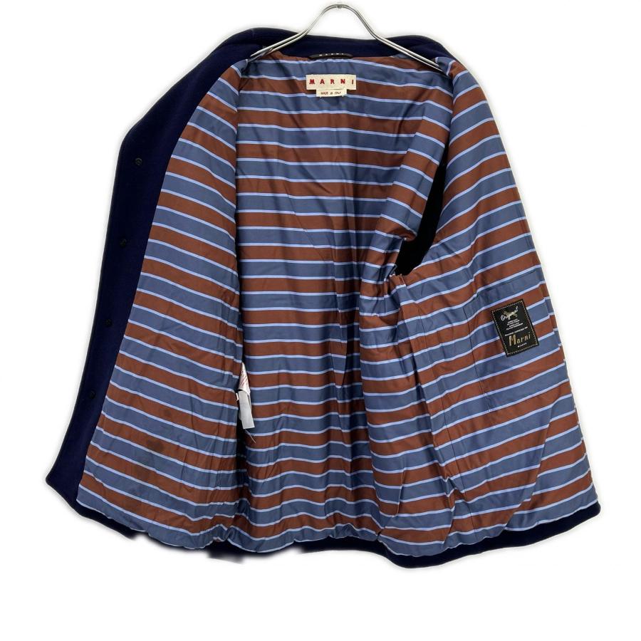 MARNI（マルニ） 23年製 パープル ウール ステンカラーコート ネイビー