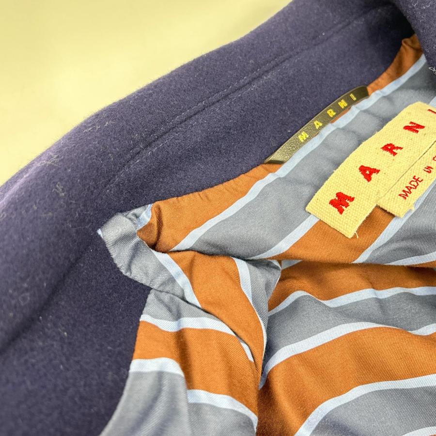 MARNI（マルニ） 23年製 パープル ウール ステンカラーコート ネイビー