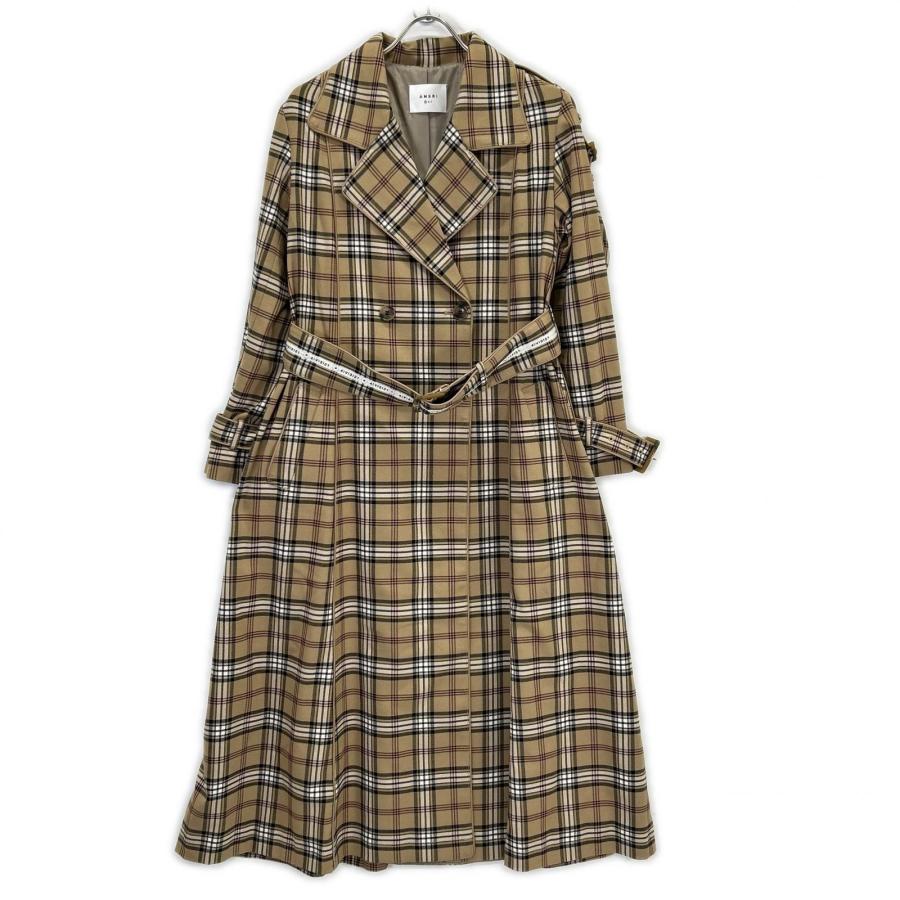 AMERI アメリ 01920740550 ベージュ PASS CODE CHECK COAT チェックロングコート ベージュ S コート レディース 中古_1