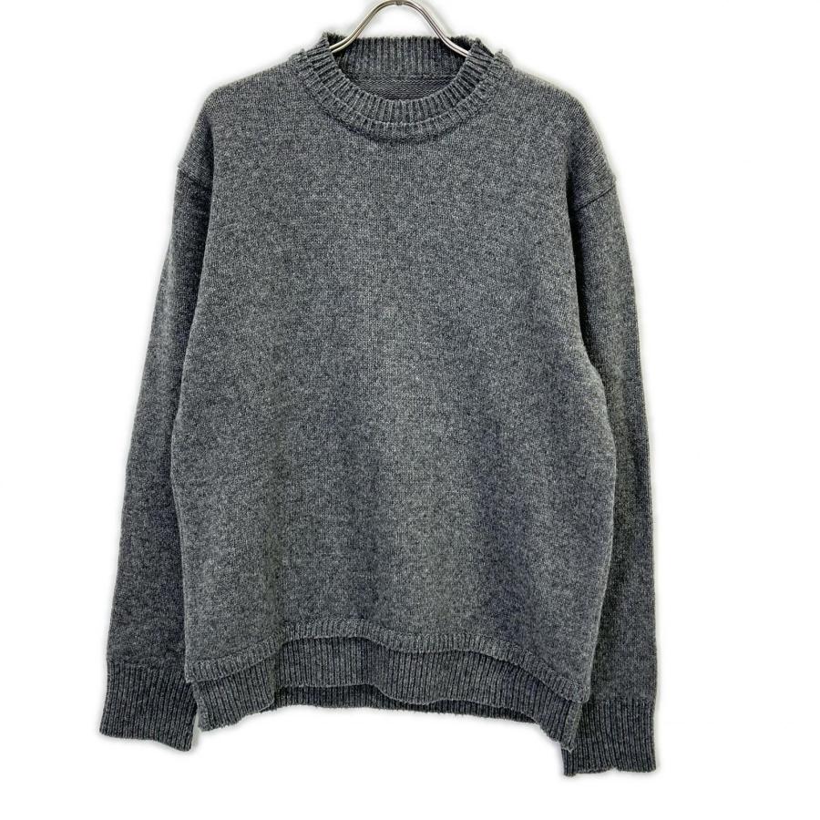 Maison Margiela メゾンマルジェラ SI1GP0001 グレー×ブラウン スエードエルボーパッチ プルオーバー ニットセーター Lの画像