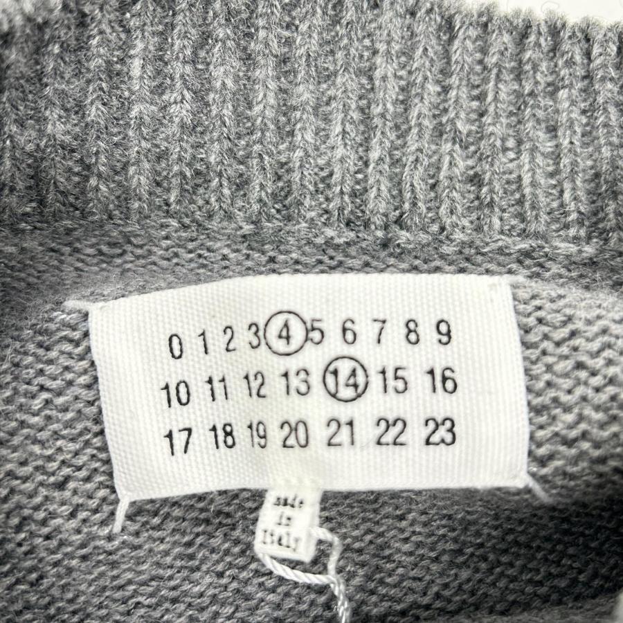 Maison Margiela メゾンマルジェラ SI1GP0001 グレー×ブラウン スエードエルボーパッチ プルオーバー ニットセーター Lの画像