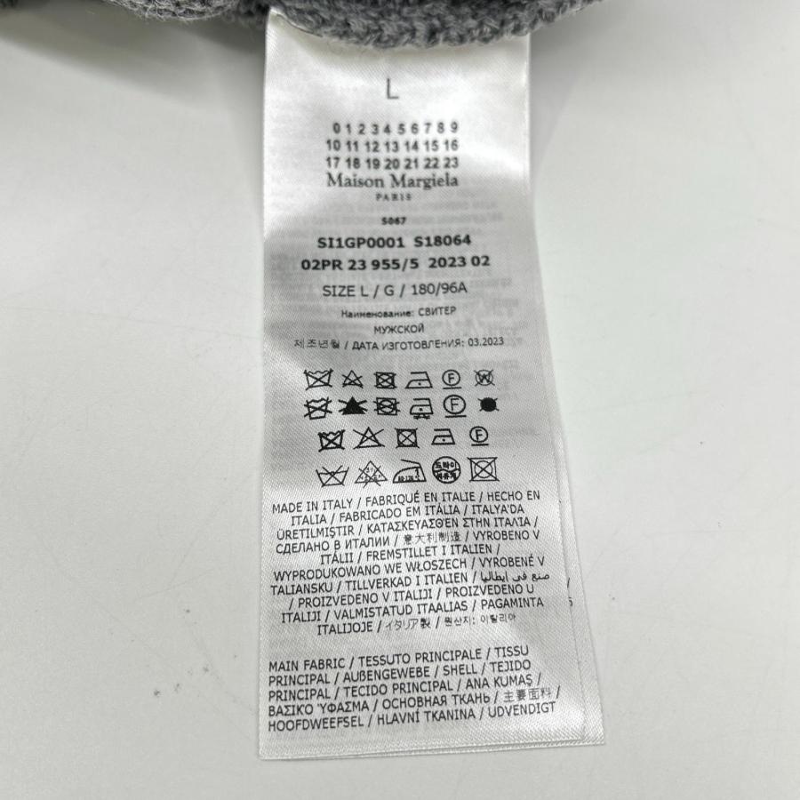 Maison Margiela メゾンマルジェラ SI1GP0001 グレー×ブラウン スエードエルボーパッチ プルオーバー ニットセーター Lの画像