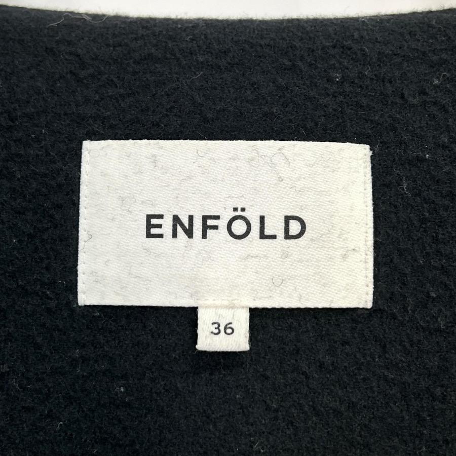 ENFOLD エンフォルド 300BA230-2030 ブラック ウール×ナイロン キルティングAラインコート コート 36 レディースの画像