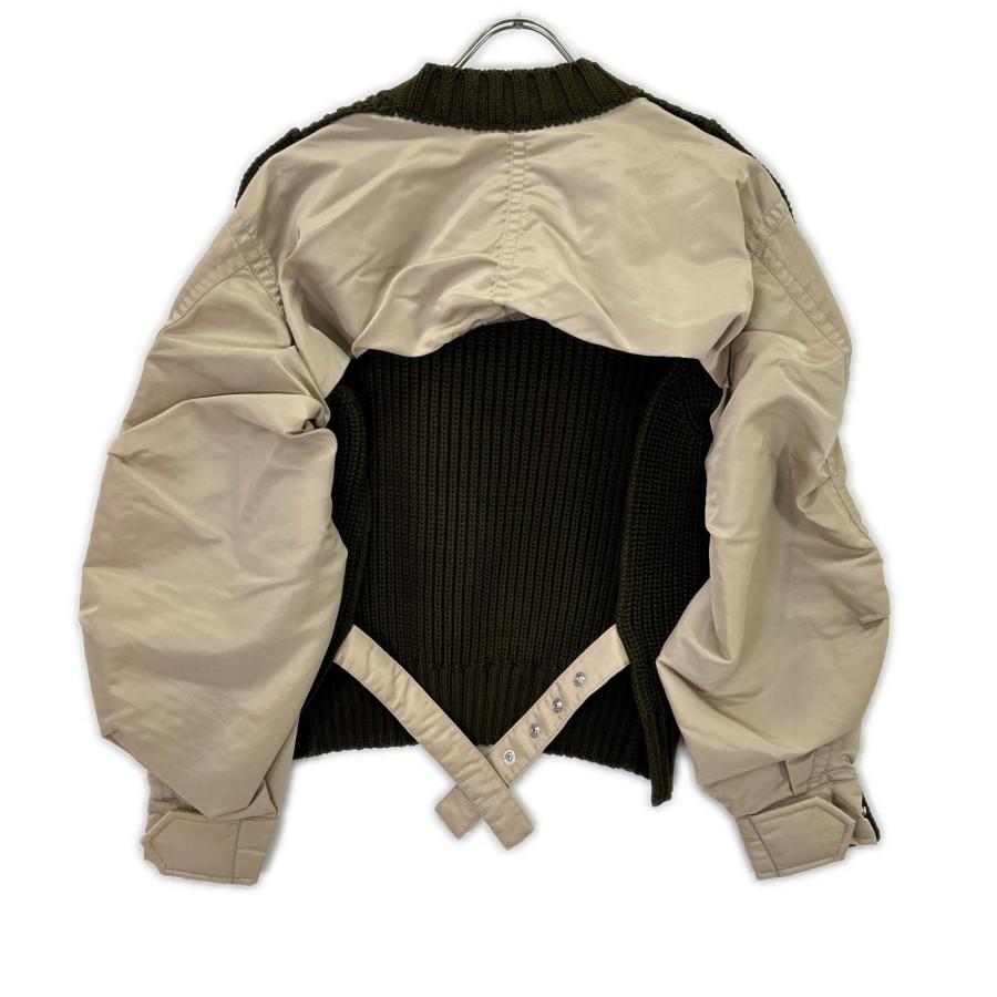 サカイ 22SS 22-06074 ｵﾘｰﾌﾞ×ﾍﾞｰｼﾞｭ MA-1ﾄﾞｯｷﾝｸﾞ ﾆｯﾄﾌﾟﾙｵｰﾊﾞｰ 1 sacai（サカイ） 22SS 22-06074 オリーブ×ベージュ MA-1ドッキング