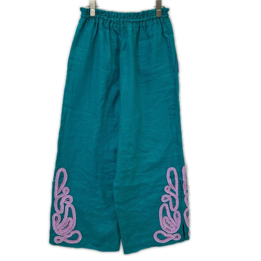 MYLAN マイラン MY20SS-PT003 ターコイズブルー×ピンク リネン Tape Embroidery Pants　F レディース_2