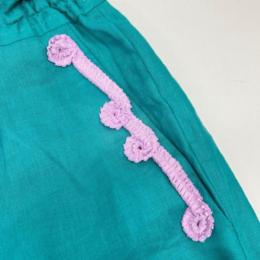 MYLAN マイラン MY20SS-PT003 ターコイズブルー×ピンク リネン Tape Embroidery Pants　F レディース_6
