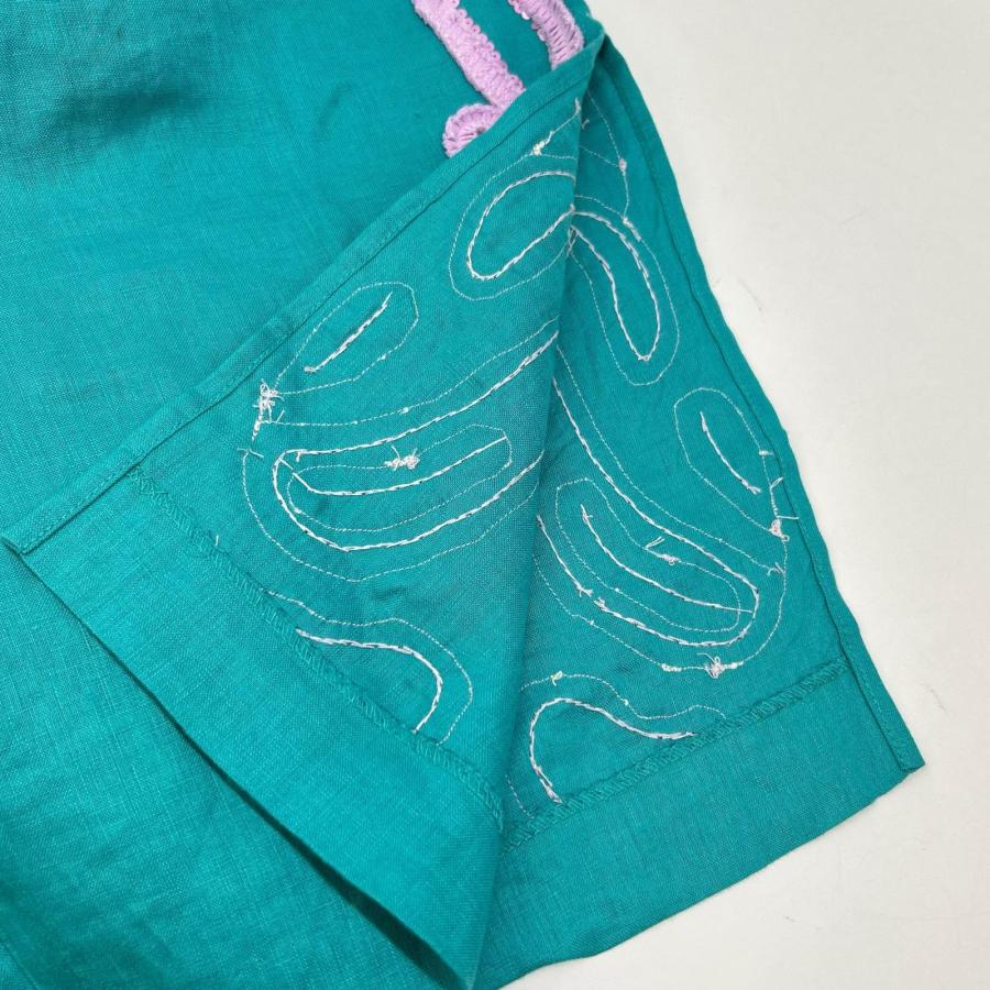 MYLAN マイラン MY20SS-PT003 ターコイズブルー×ピンク リネン Tape Embroidery Pants　F レディース_8