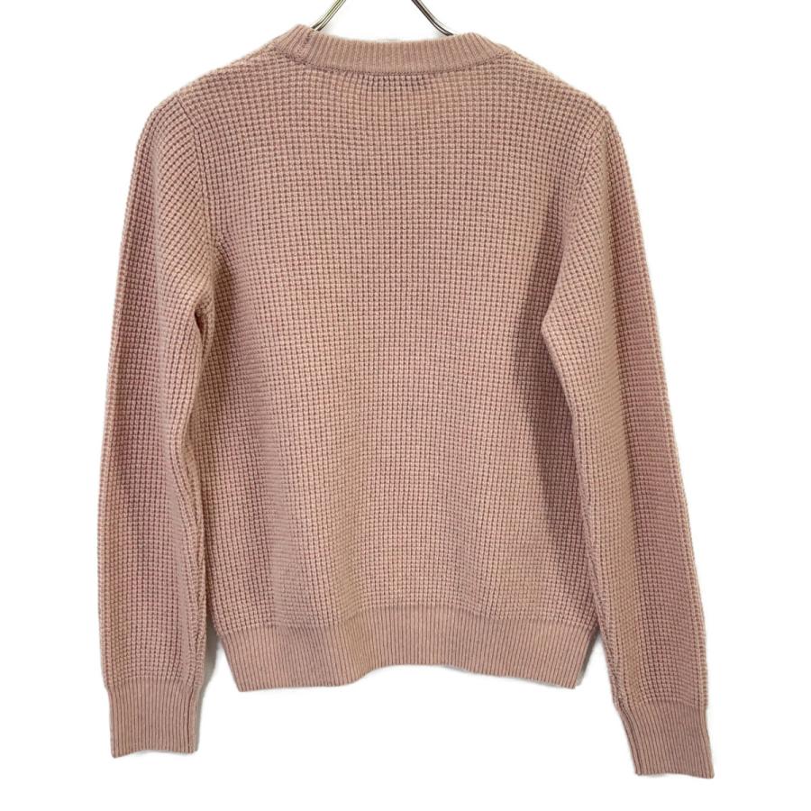 メゾンキツネ LW00812KT1063 ﾋﾟﾝｸ ｳｰﾙ ﾚﾀﾘﾝｸﾞ刺繍ﾛｺﾞ ﾜｯﾌﾙﾆｯﾄﾌﾟﾙｵｰﾊﾞｰ S MAISON KITSUNE メゾンキツネ LW00812KT1063 ピンク ウール レタリング
