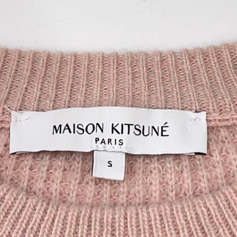 メゾンキツネ LW00812KT1063 ﾋﾟﾝｸ ｳｰﾙ ﾚﾀﾘﾝｸﾞ刺繍ﾛｺﾞ ﾜｯﾌﾙﾆｯﾄﾌﾟﾙｵｰﾊﾞｰ S MAISON KITSUNE' - メゾンキツネ LW00812KT1063 ﾋﾟﾝｸ ｳｰﾙ ﾚﾀﾘﾝｸﾞ刺繍