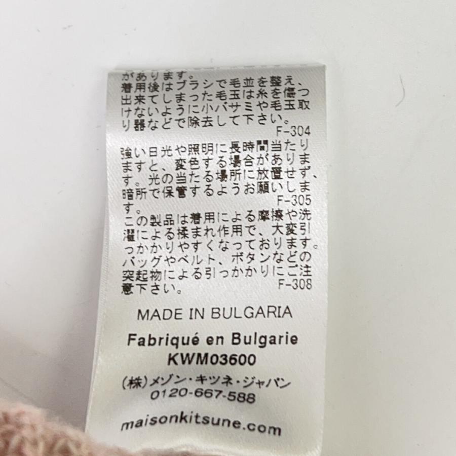 メゾンキツネ LW00812KT1063 ﾋﾟﾝｸ ｳｰﾙ ﾚﾀﾘﾝｸﾞ刺繍ﾛｺﾞ ﾜｯﾌﾙﾆｯﾄﾌﾟﾙｵｰﾊﾞｰ S MAISON KITSUNE メゾンキツネ LW00812KT1063 ピンク ウール レタリング