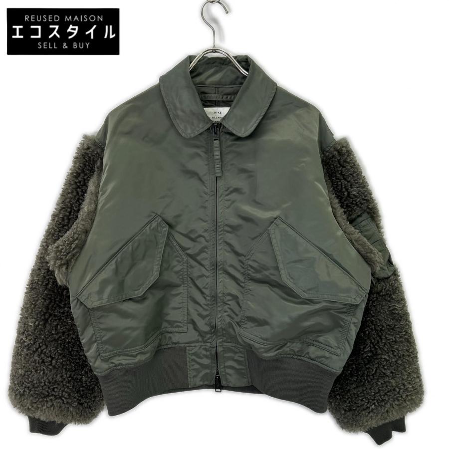 HYKE ハイク 25AW 252-17535 カーキ ナイロンツイル FAUX SHEARLING 