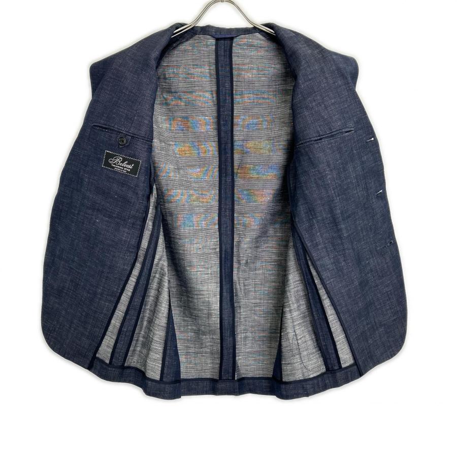 Belvest ベルベスト G10547 ネイビー ウール×リネン サイドベンツ 3B 