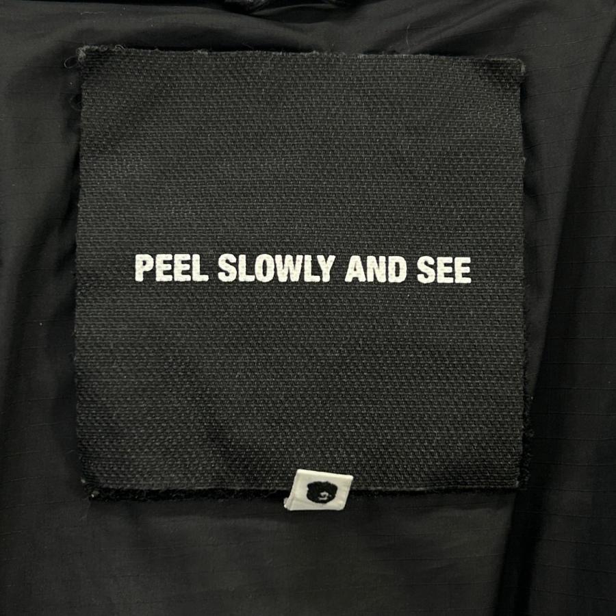 A BATHING APE アベイシングエイプ ブラック peel slowly and see カウハイド レザーダウンジャケット ブラック L ジャケット レザー メンズ 中古の画像