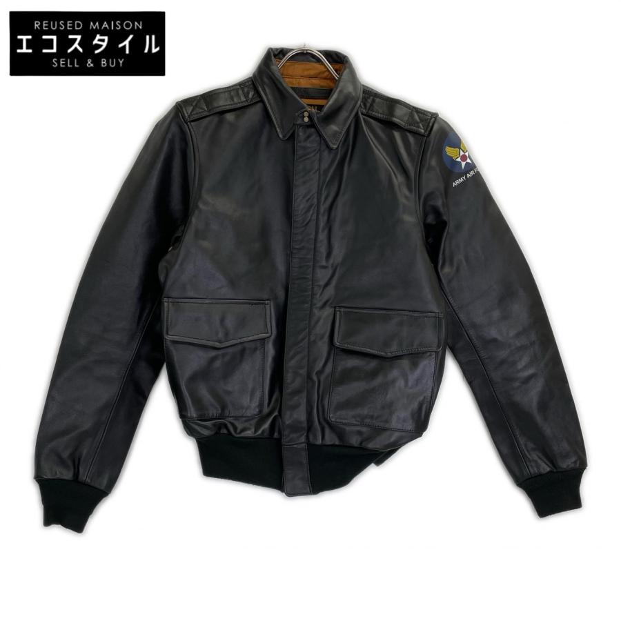 HOUSTON ヒューストン 8173 ブラック A-2 LEATHER JACKET 38 HOUSTON ヒューストン 8173 ブラック A-2 LEATHER JACKET 38
