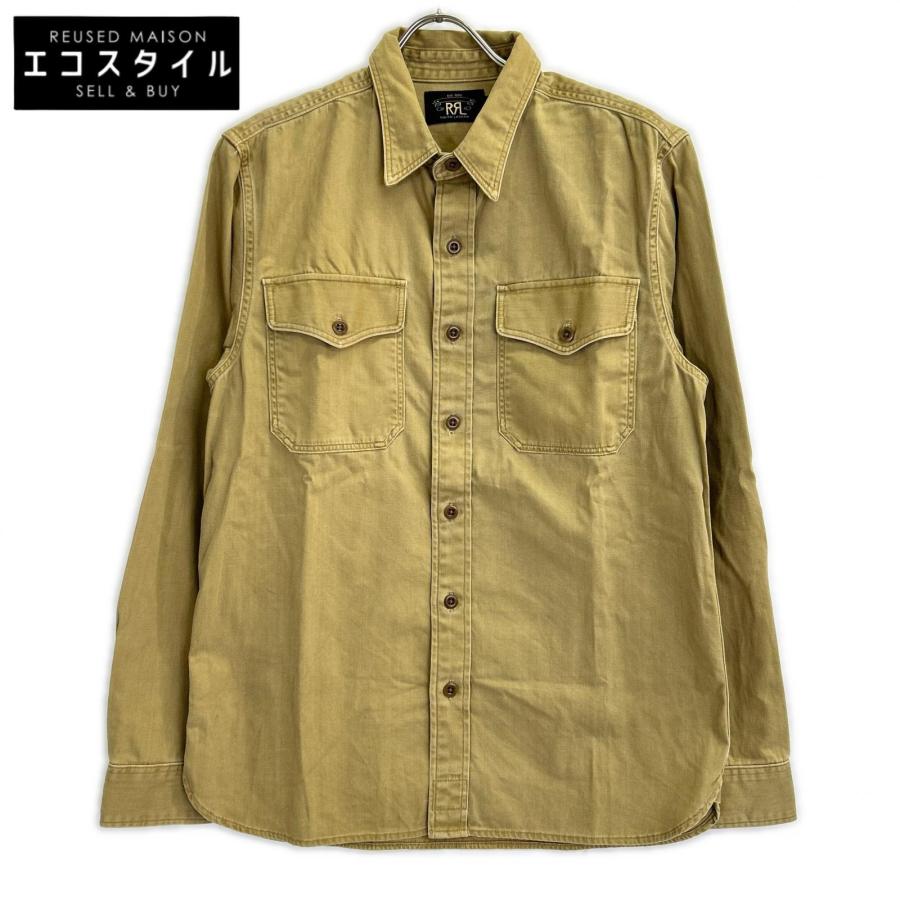 【美品】RRL ダブルアールエル ヘンプ混 コットン ワークシャツ S RRL ダブルアールエル ベージュ コットン ツイル オフィサーズ ワーク