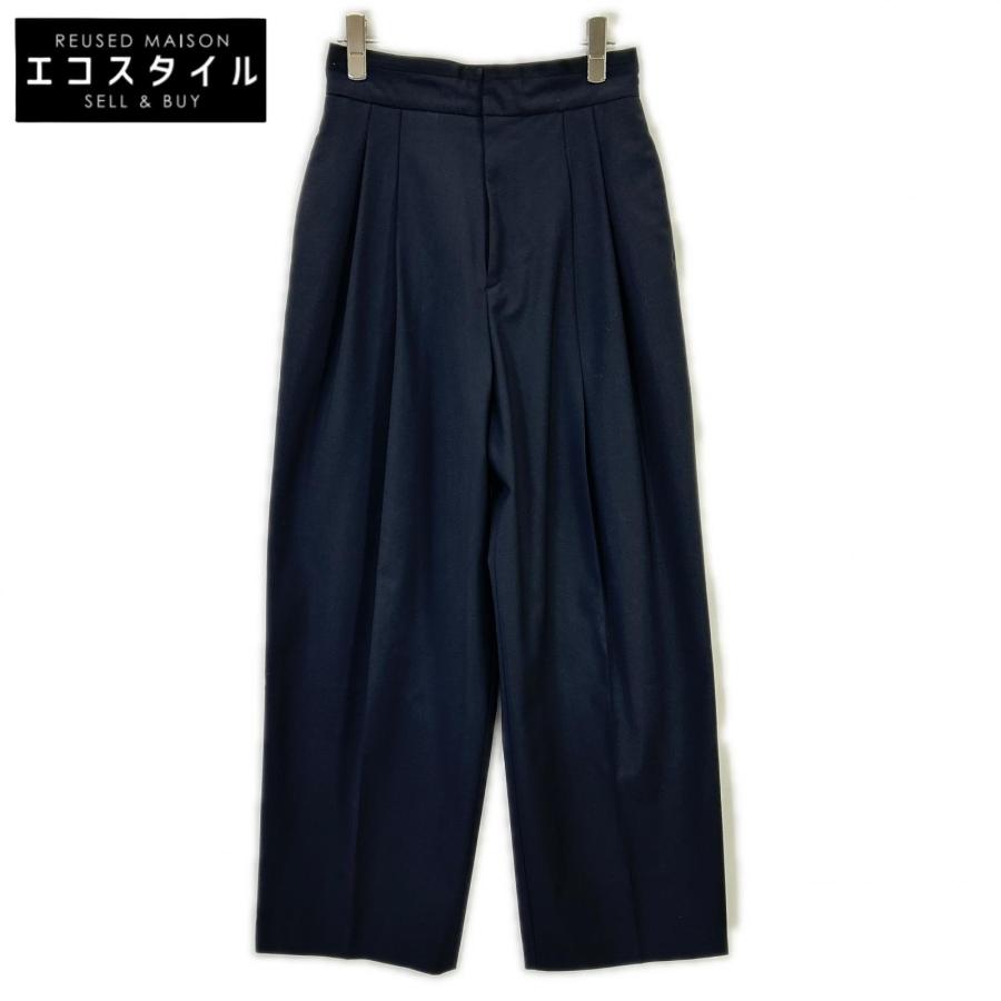 ローヘン　LOHEN 裾ゴムパンツ　ネイビー LOHEN（ローヘン） LH23SS-PT003 ネイビー ウール混 ハイウエスト