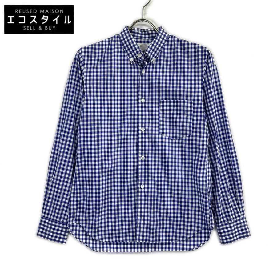 希少✨ コムデギャルソン 刺繍 シャツ ギンガムチェック 綿 ネイビー COMME des GARCONS SHIRT コムデギャルソンシャツ ブルー ギンガム