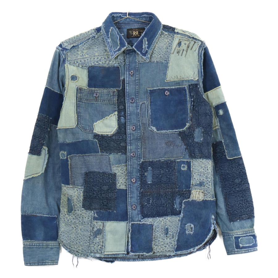 RRL ダブルアールエル 新品未使用 MNRRWOV16820365 パッチワーク ユーズド加工 ヴィンテージメタルボタン 本藍染め HERCULES WORK SHIRT XS 新品未使用 RRL ダブルアールエル MNRRWOV16820365 パッチワーク