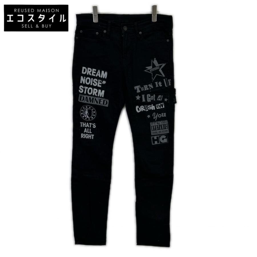 HYSTERIC GLAMOUR ヒステリックグラマー 02193AP11 ブラック LOGO PATCH ワッペンデニムパンツ 29 HYSTERIC GLAMOUR（ヒステリックグラマー） 02193AP11 ブラック LOGO