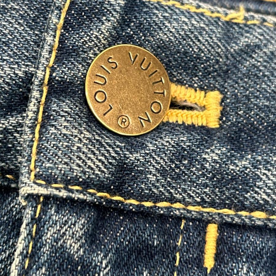 LOUIS VUITTON ルイヴィトン インディゴ LVロゴ刺繍 モノグラムレザー